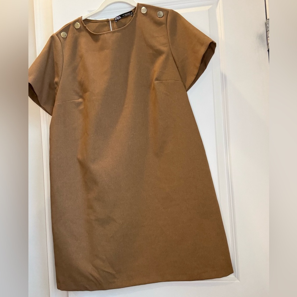 Zara Brown dress with Silver Button